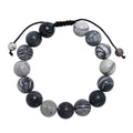 Black Network Stone-Matte Braided Bracelet B4153-12MM