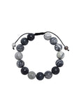 Black Network Stone-Matte Braided Bracelet B4153-12MM