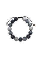 Black Network Stone-Matte Braided Bracelet B4153-12MM
