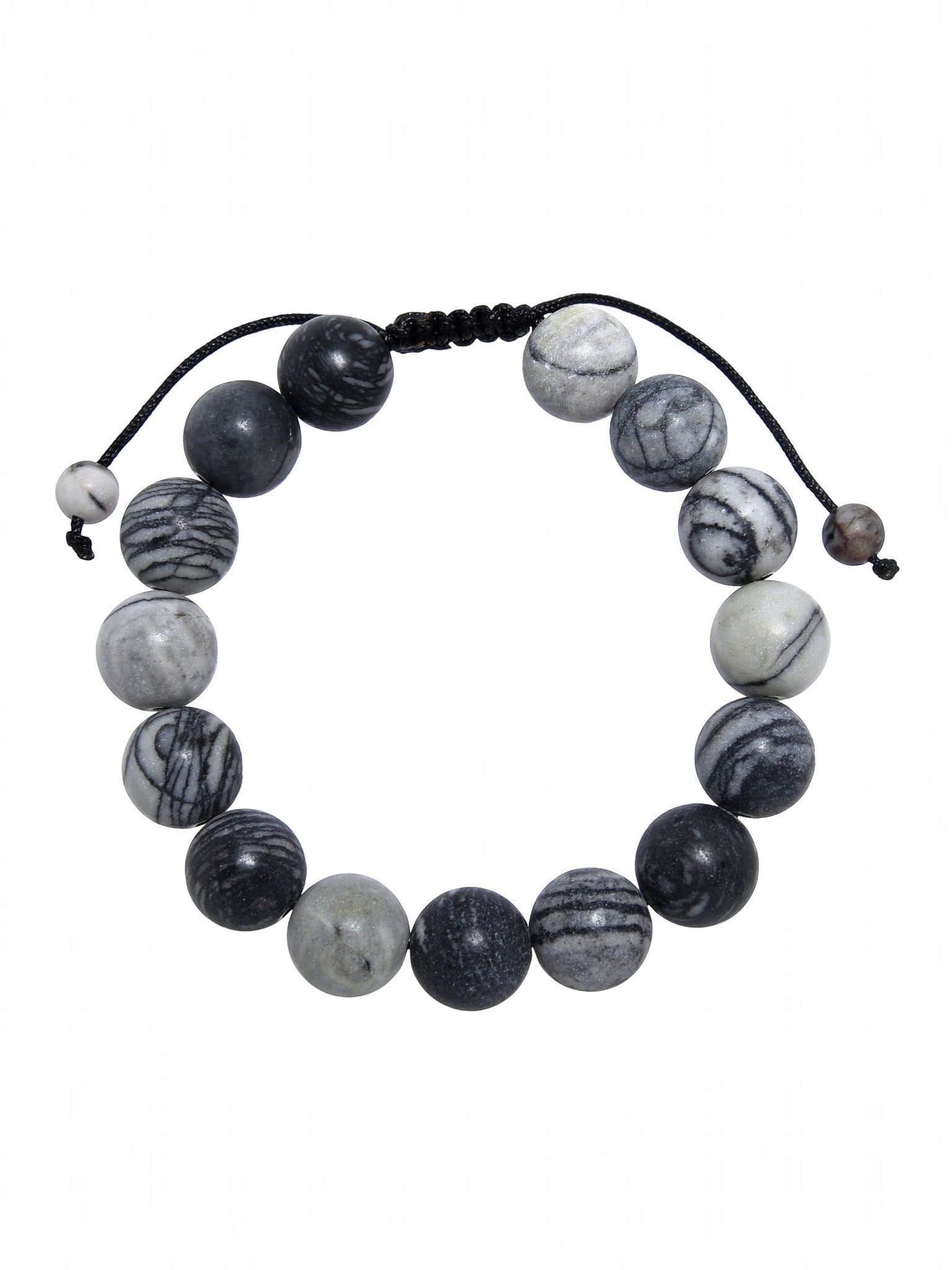 Black Network Stone-Matte Braided Bracelet B4153-8MM
