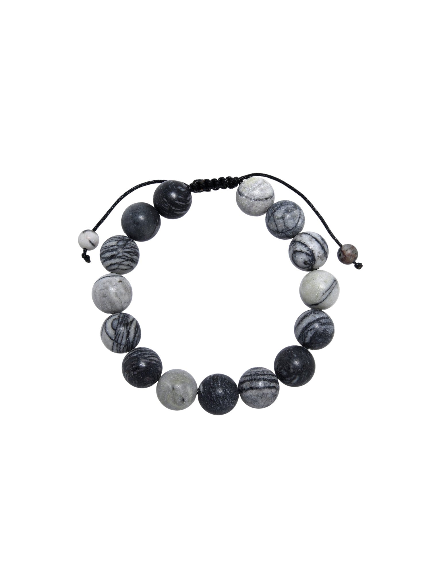 Black Network Stone-Matte Braided Bracelet B4153-10MM