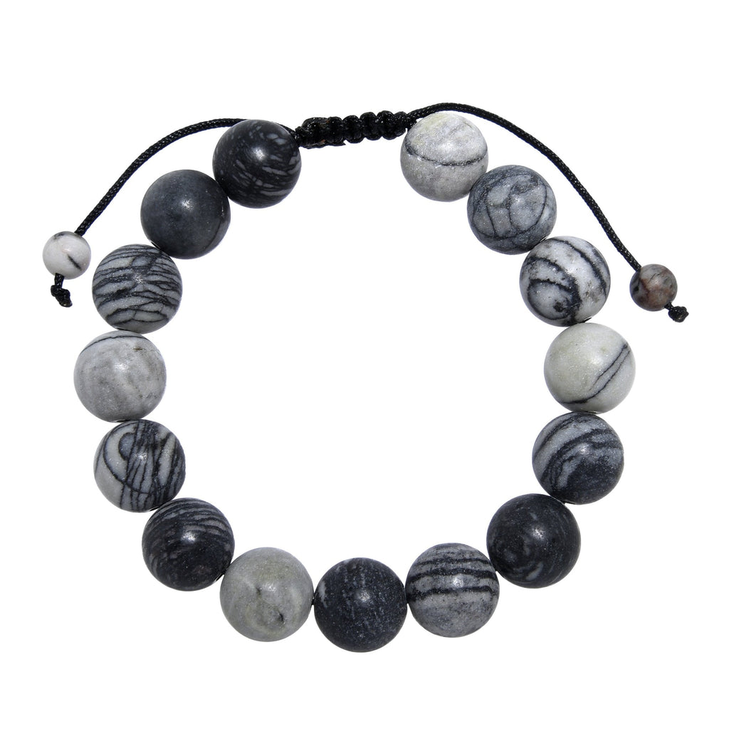 Black Network Stone-Matte Braided Bracelet B4153-10MM