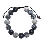 Black Network Stone-Matte Braided Bracelet B4153-8MM