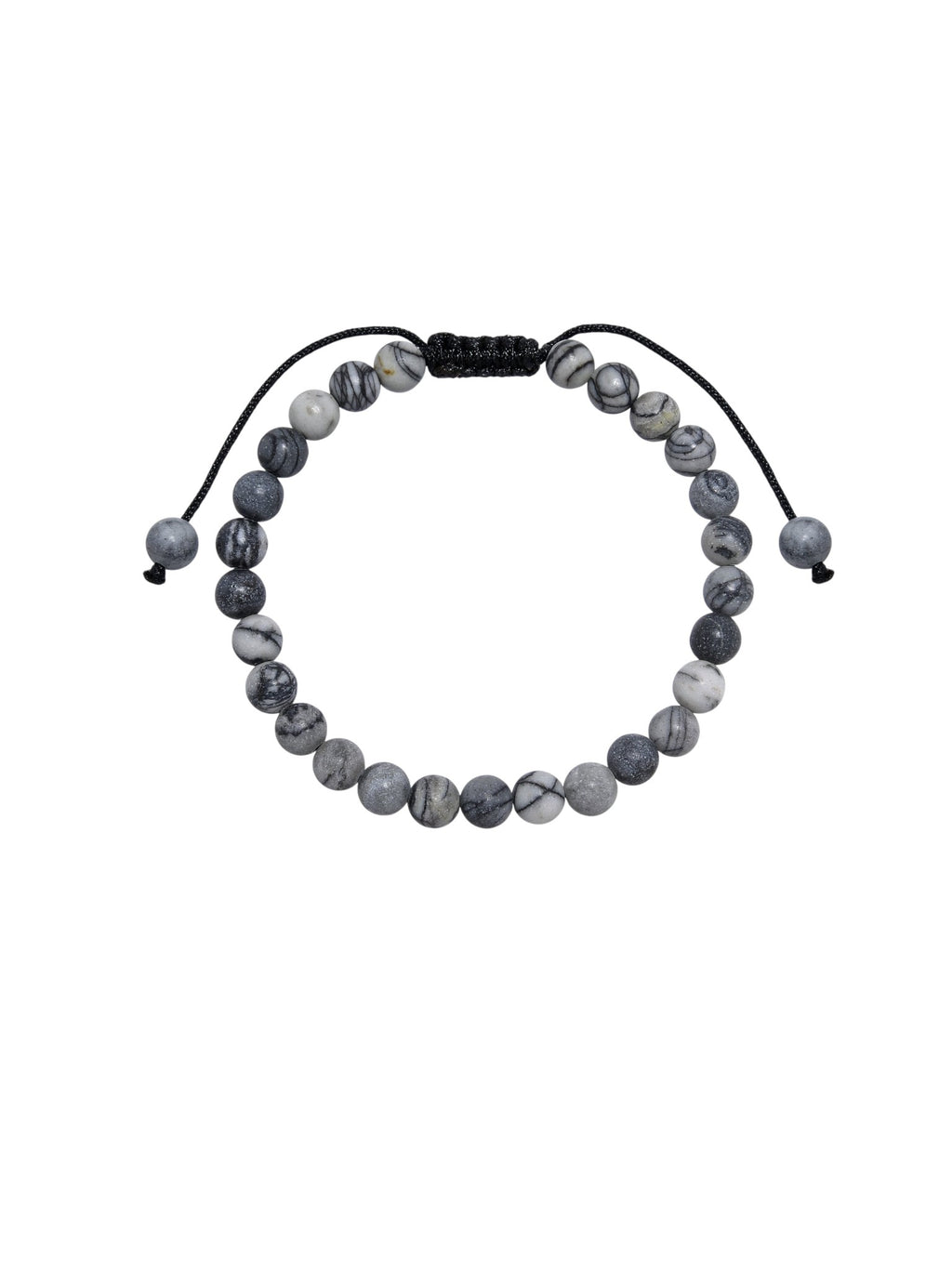 Black Network Stone-Matte Braided Bracelet B4153-12MM
