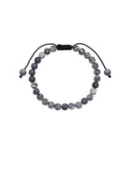 Black Network Stone-Matte Braided Bracelet B4153-12MM