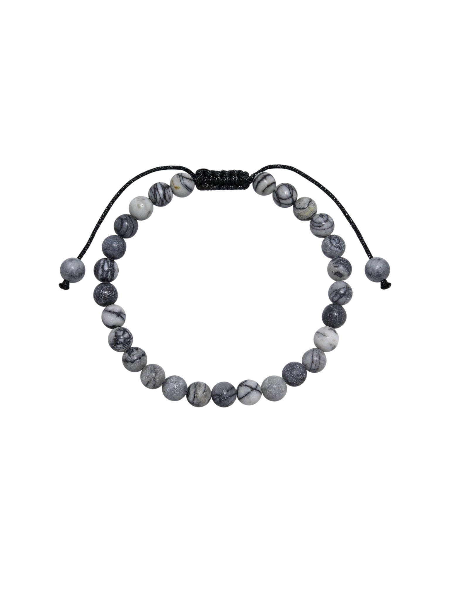 Black Network Stone-Matte Braided Bracelet B4153-10MM
