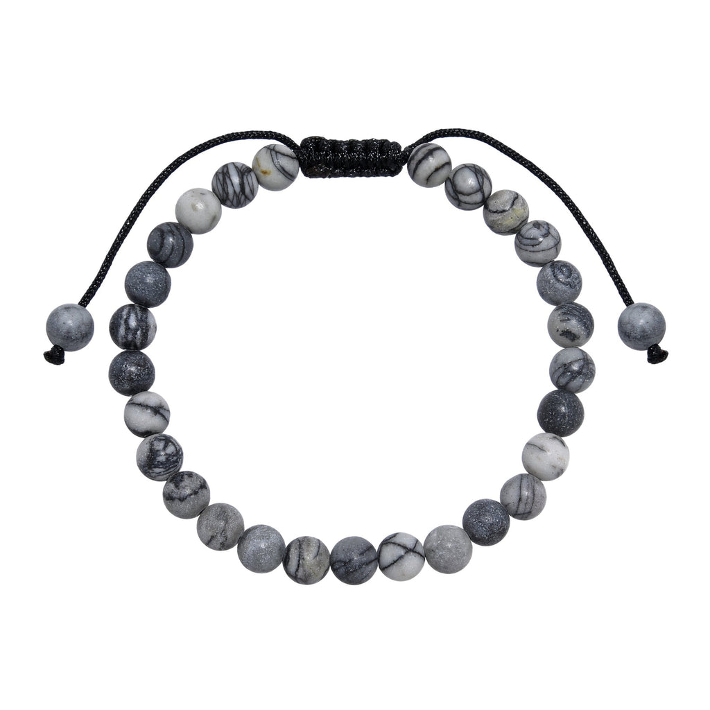 Black Network Stone-Matte Braided Bracelet B4153-8MM