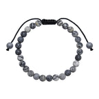 Black Network Stone-Matte Braided Bracelet B4153-8MM