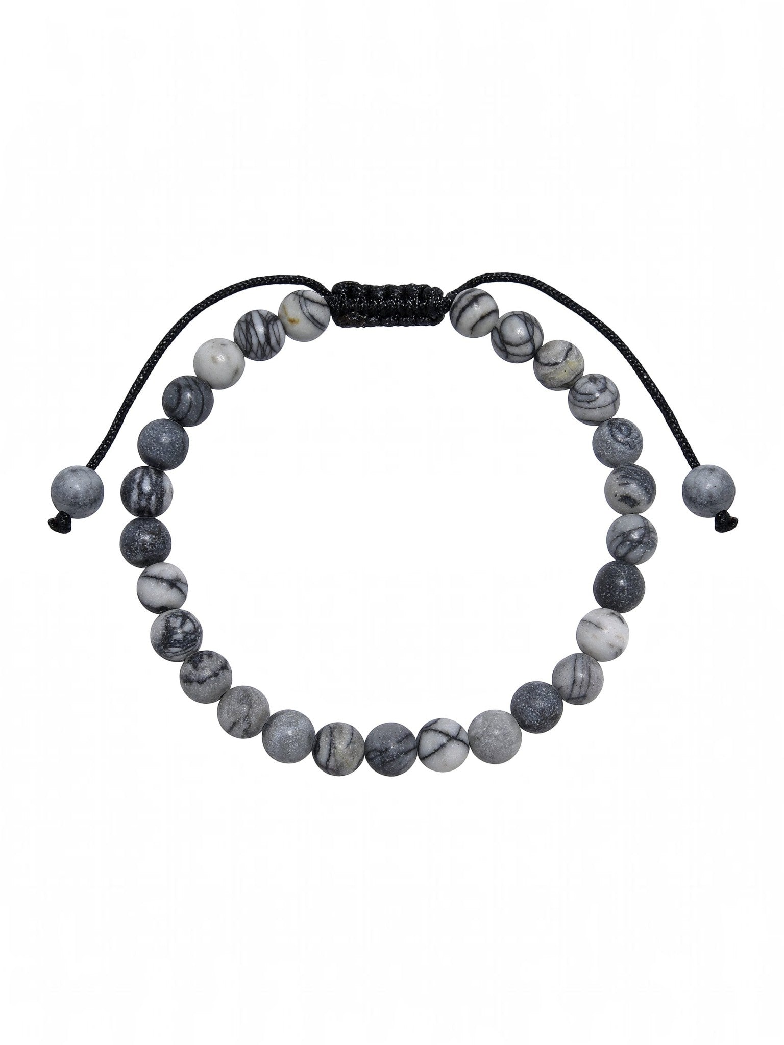 Black Network Stone-Matte Braided Bracelet B4153-6MM