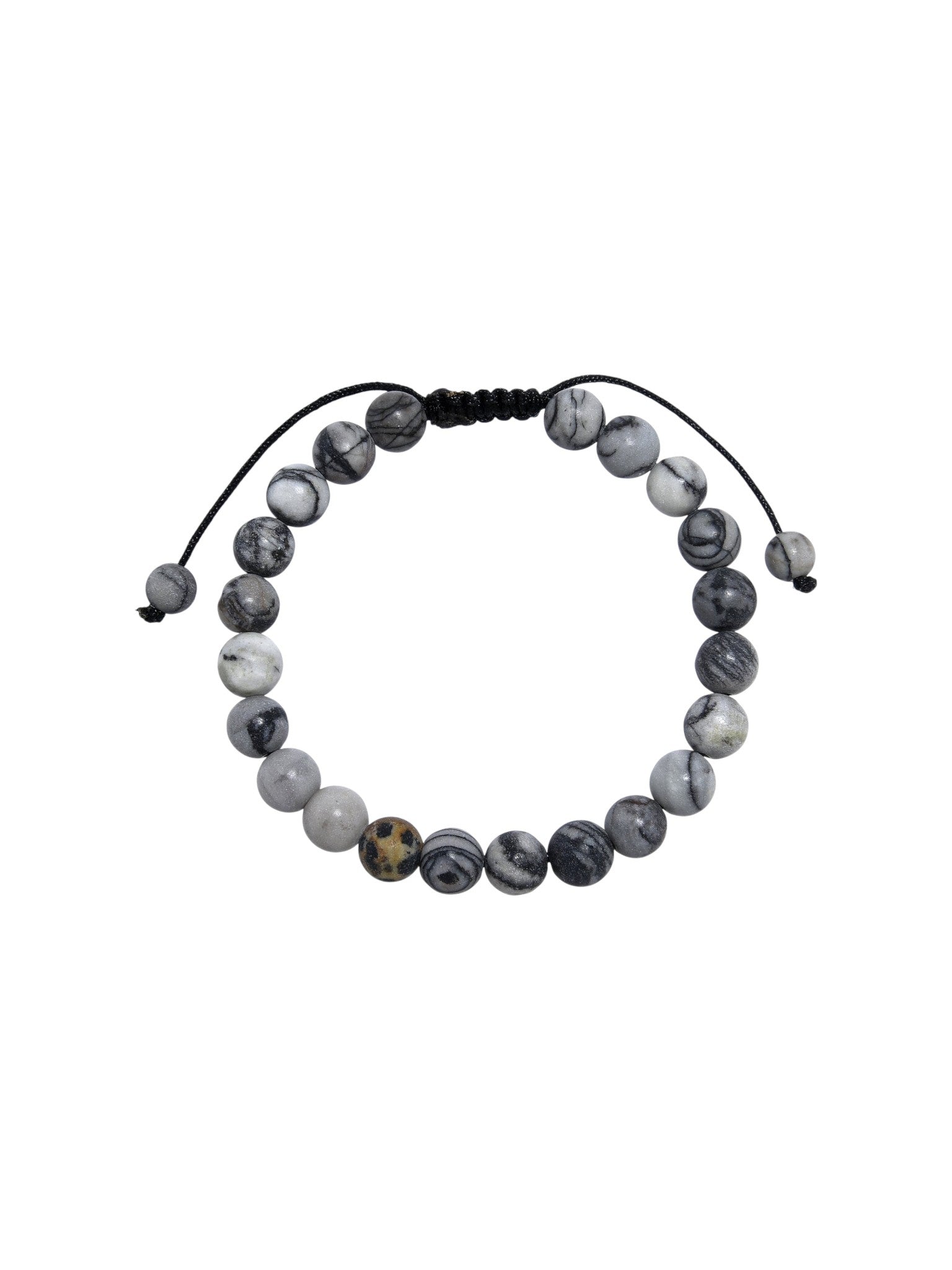 Black Network Stone-Matte Braided Bracelet B4153-10MM