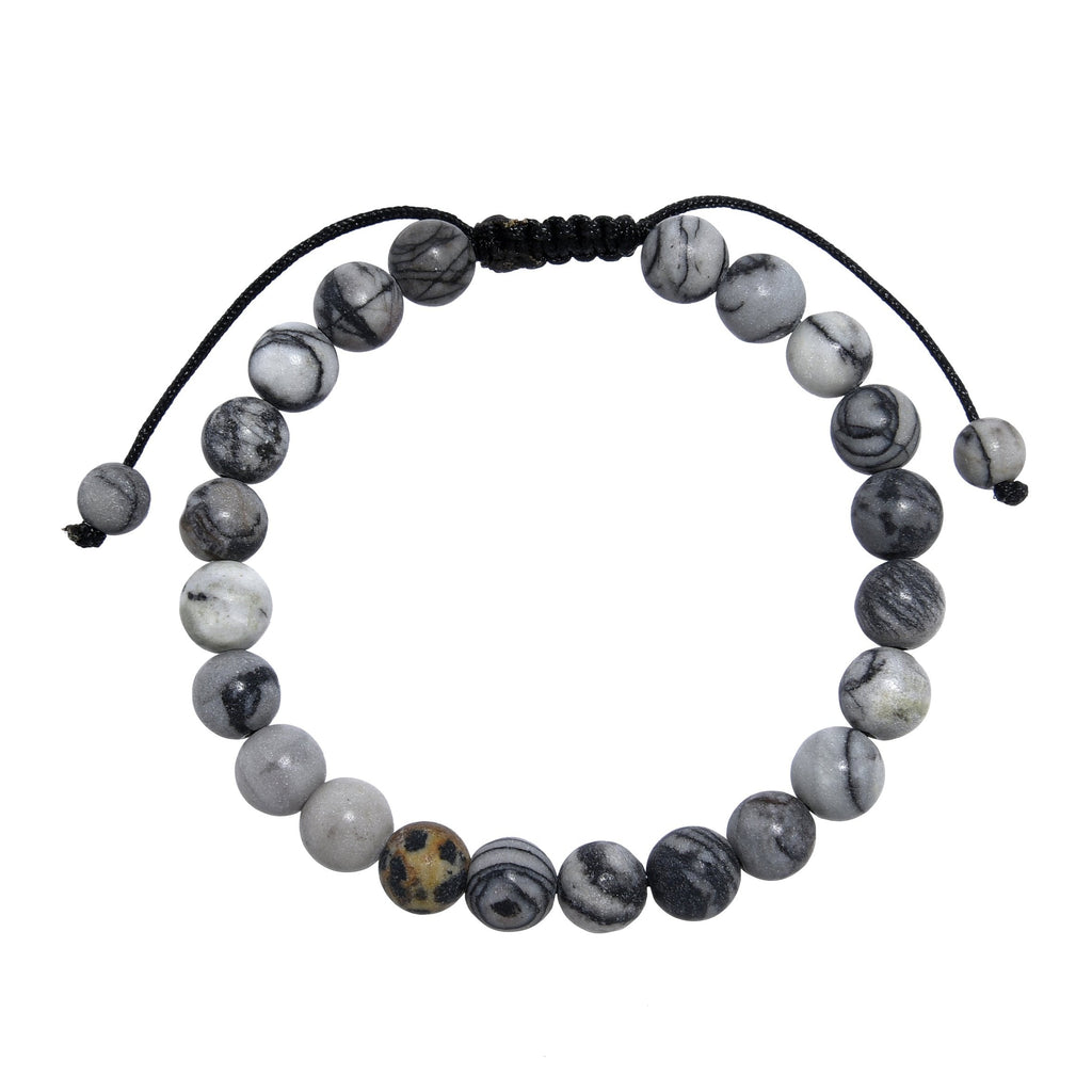 Black Network Stone-Matte Braided Bracelet B4153-10MM