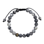 Black Network Stone-Matte Braided Bracelet B4153-6MM