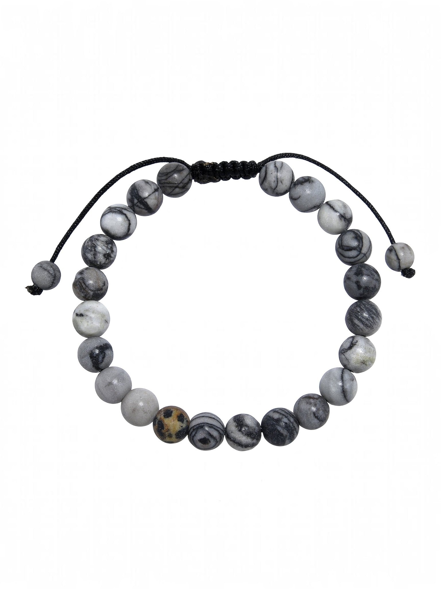Black Network Stone-Matte Braided Bracelet B4153-6MM