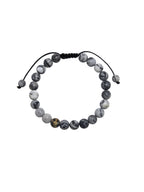 Black Network Stone-Matte Braided Bracelet B4153-12MM
