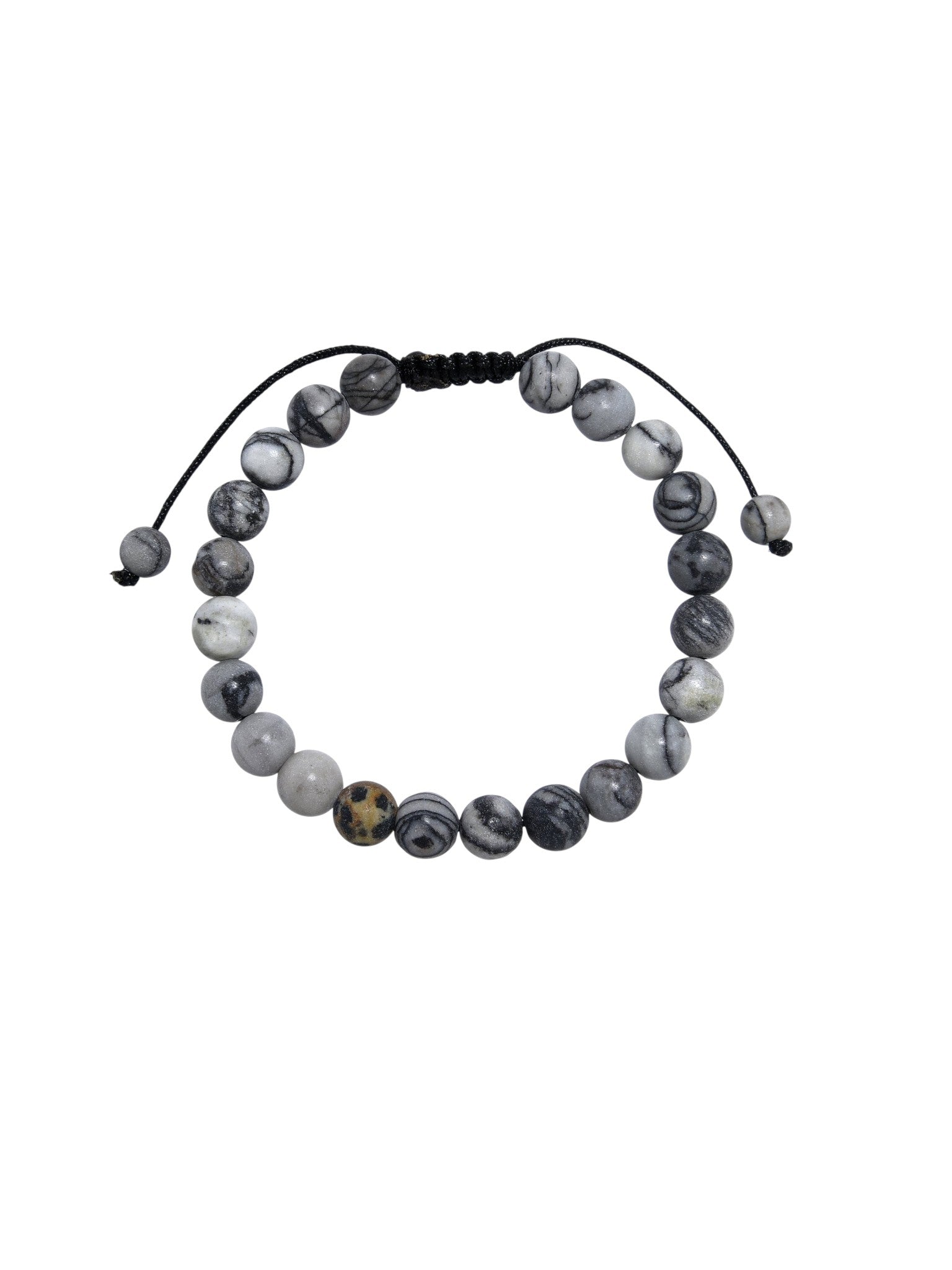 Black Network Stone-Matte Braided Bracelet B4153-12MM