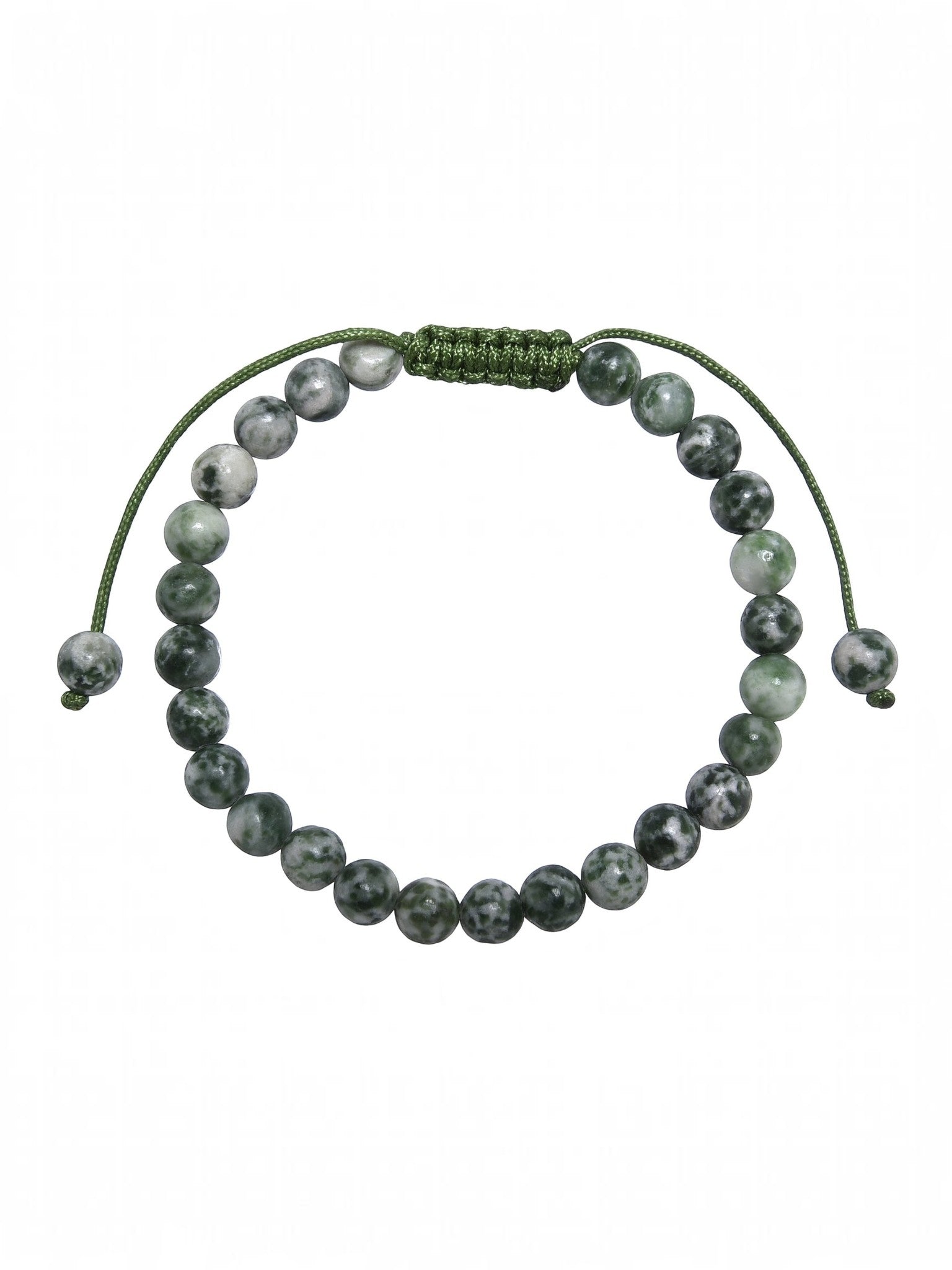 Greenspot Jasper Stone Braided Bracelet B4162-6MM