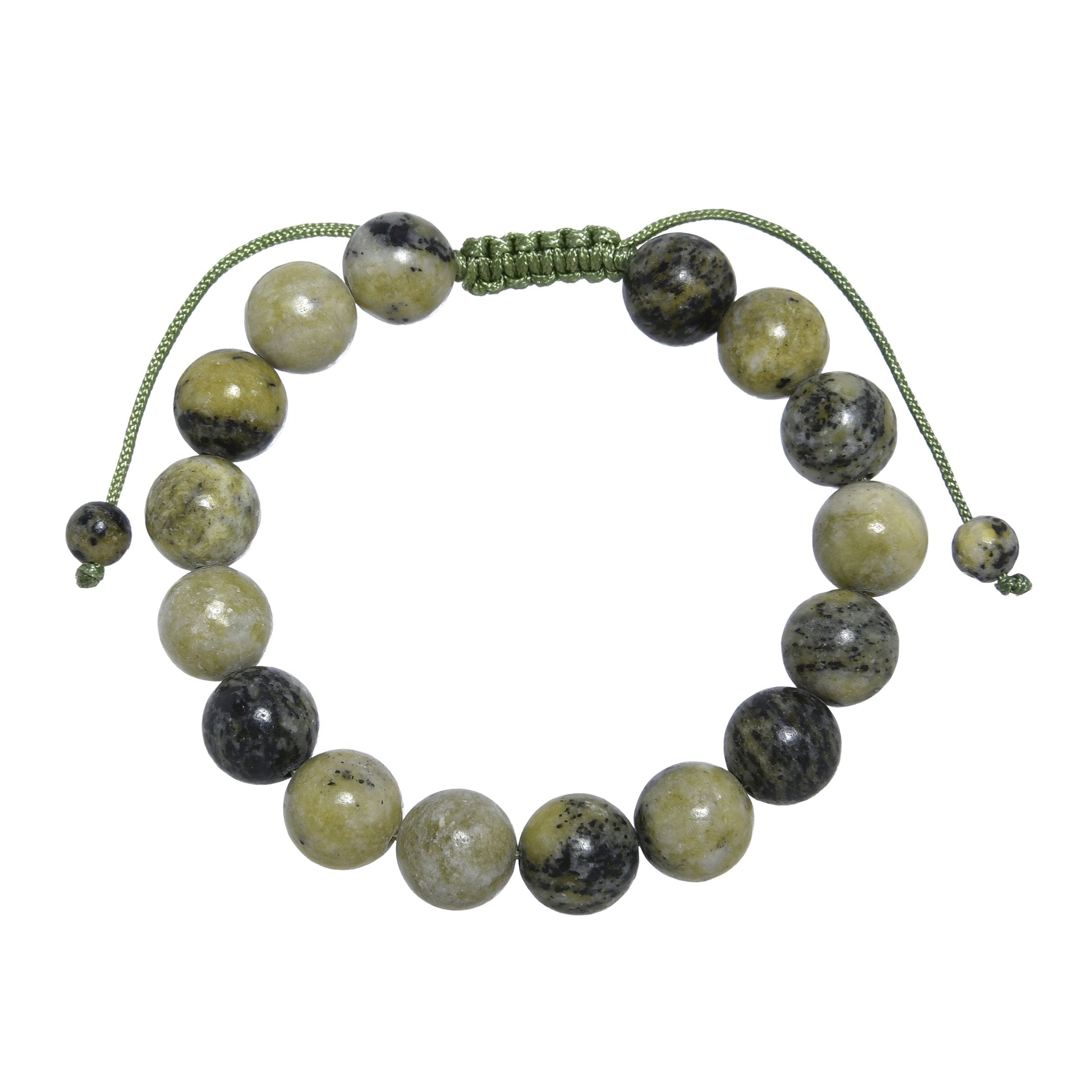 Grass Yellow Turquoise Stone Braided Bracelet B4169-10MM