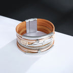 Feather Multilayer Leather Magnetic Bracelet B4189