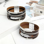 Feather Multilayer Leather Magnetic Bracelet B4189