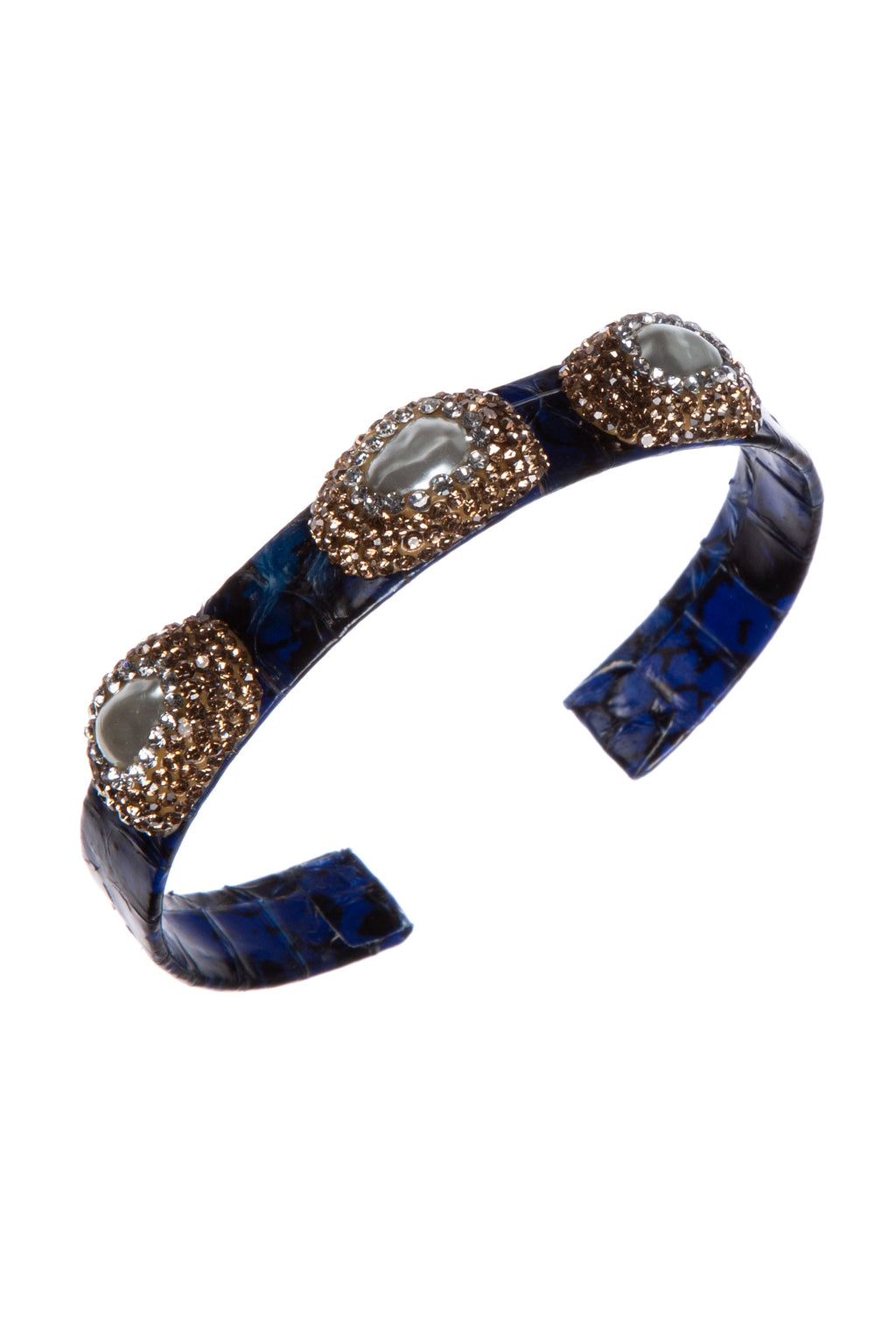 Handmade Natural Stone Rhinestone Leather Cuff Bracelet B4226