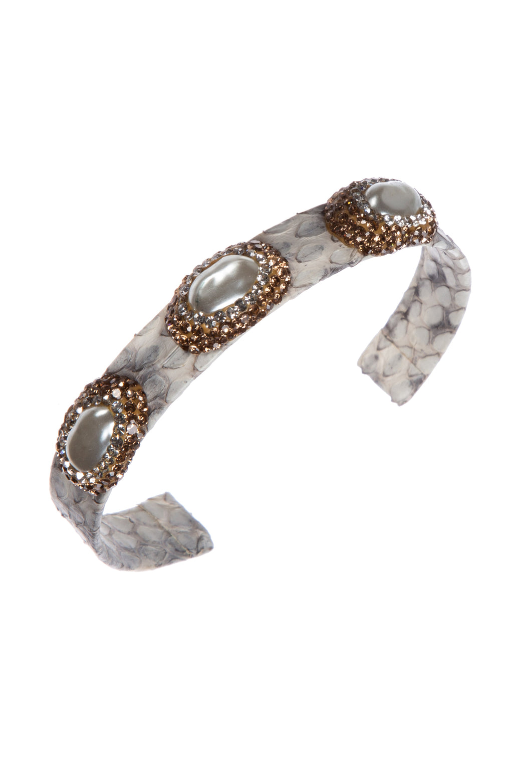 Handmade Natural Stone Rhinestone Leather Cuff Bracelet B4226