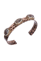 Handmade Natural Stone Rhinestone Leather Cuff Bracelet B4226