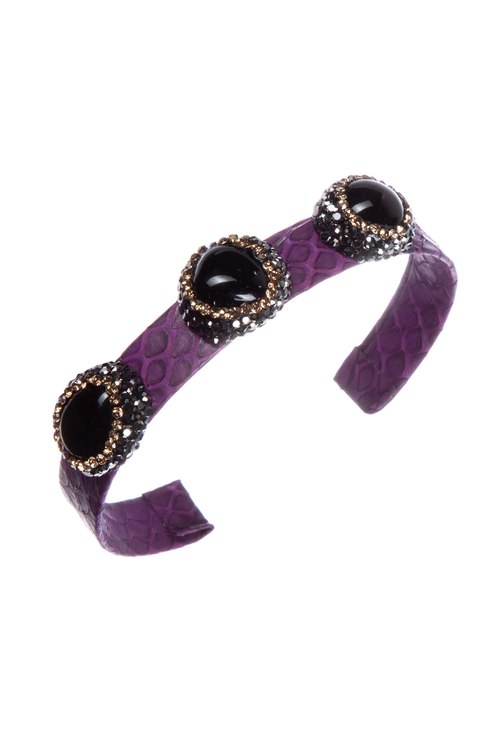 Handmade Natural Stone Rhinestone Leather Cuff Bracelet B4226