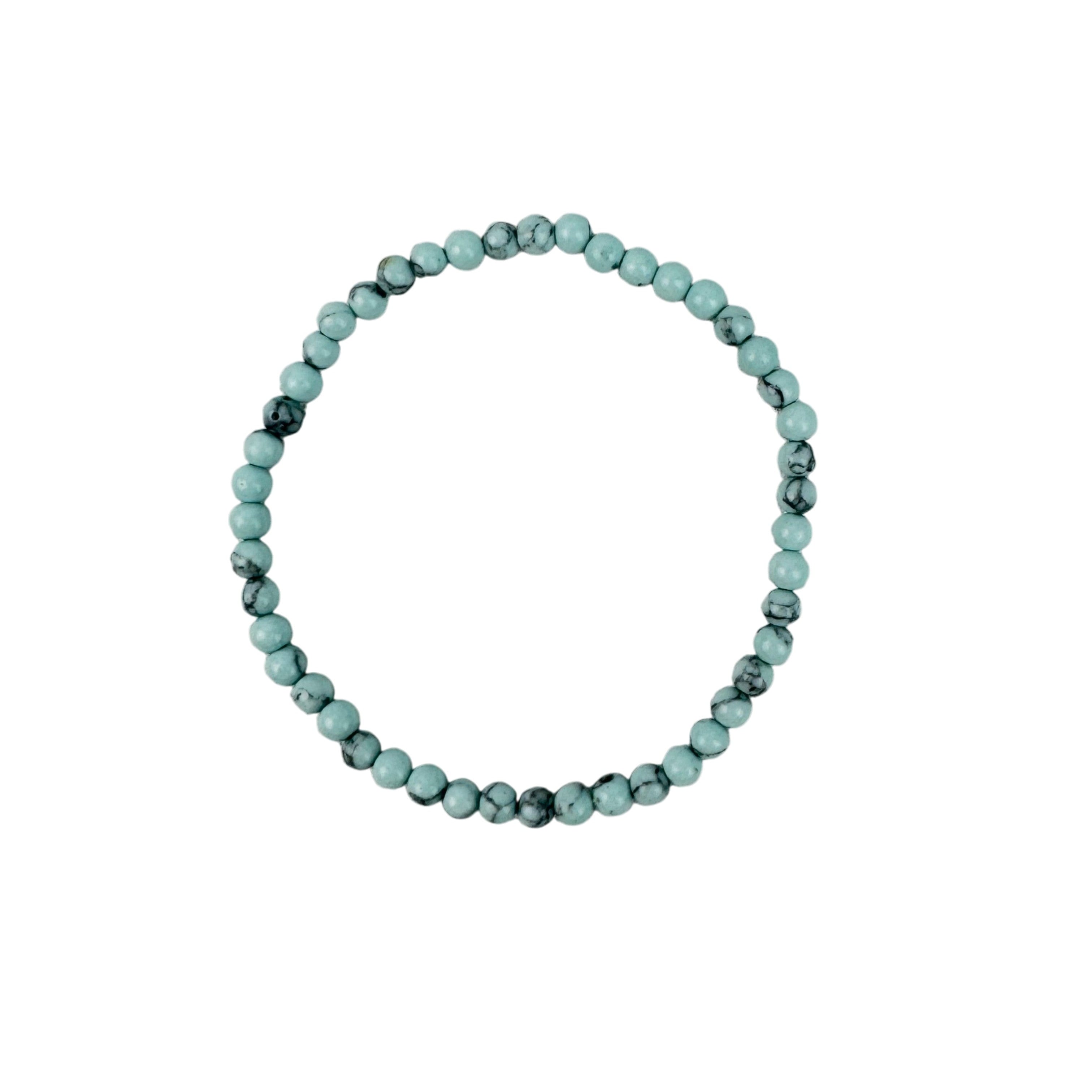 Turquoise Stone Bead Stretch Bracelet B4232-4MM