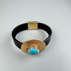 Geometric Turquoise Leather Snap Bracelet B4233