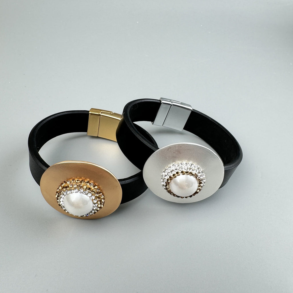 Geometric Leather Snap Bracelet B4234