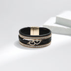 Bohemian Style Heart Shape Leatherette Magnetic Bracelet B4244