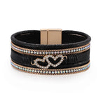 Bohemian Style Heart Shape Leatherette Magnetic Bracelet B4244