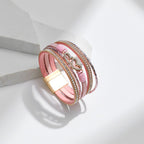 Bohemian Style Heart Shape Leatherette Magnetic Bracelet B4244