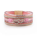 Bohemian Style Heart Shape Leatherette Magnetic Bracelet B4244