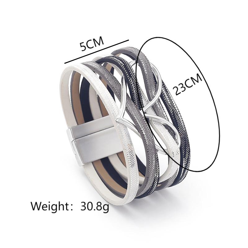 Heart Shape Multi Layer Leatherette Magnetic Bracelet B4249