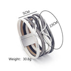 Heart Shape Multi Layer Leatherette Magnetic Bracelet B4249