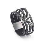 Heart Shape Multi Layer Leatherette Magnetic Bracelet B4249