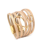Heart Shape Multi Layer Leatherette Magnetic Bracelet B4249