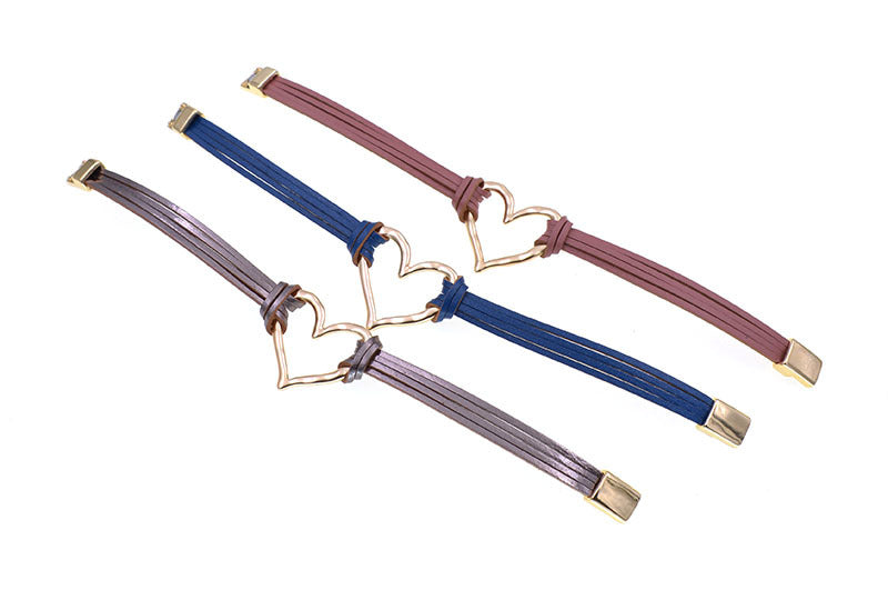 Heart Leatherette Magnetic Bracelet B4250