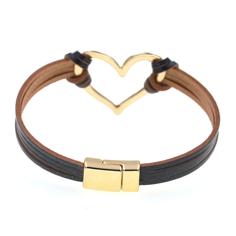 Heart Leatherette Magnetic Bracelet B4250