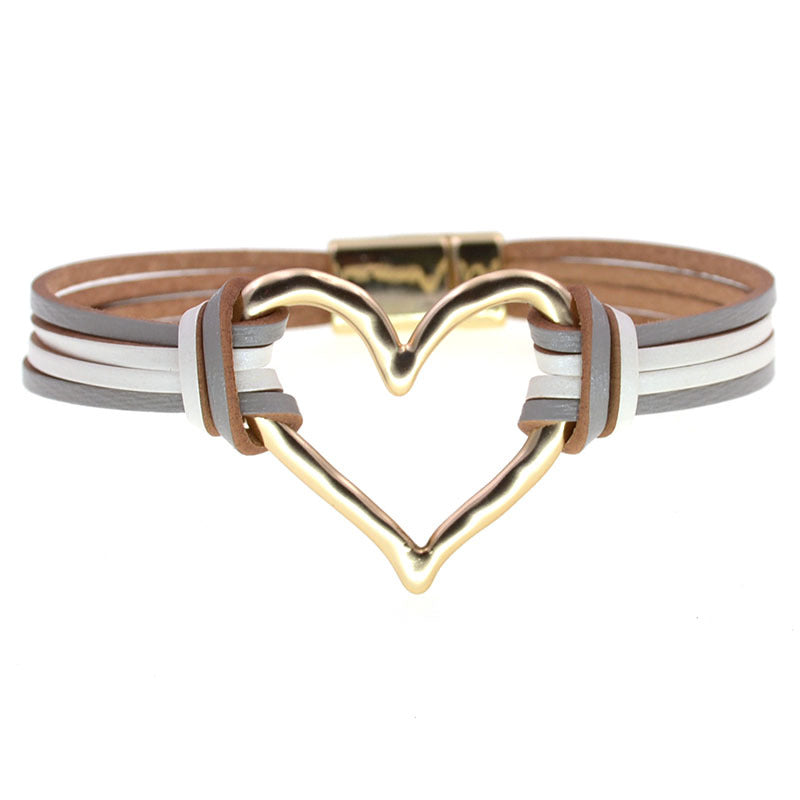 Heart Leatherette Magnetic Bracelet B4250