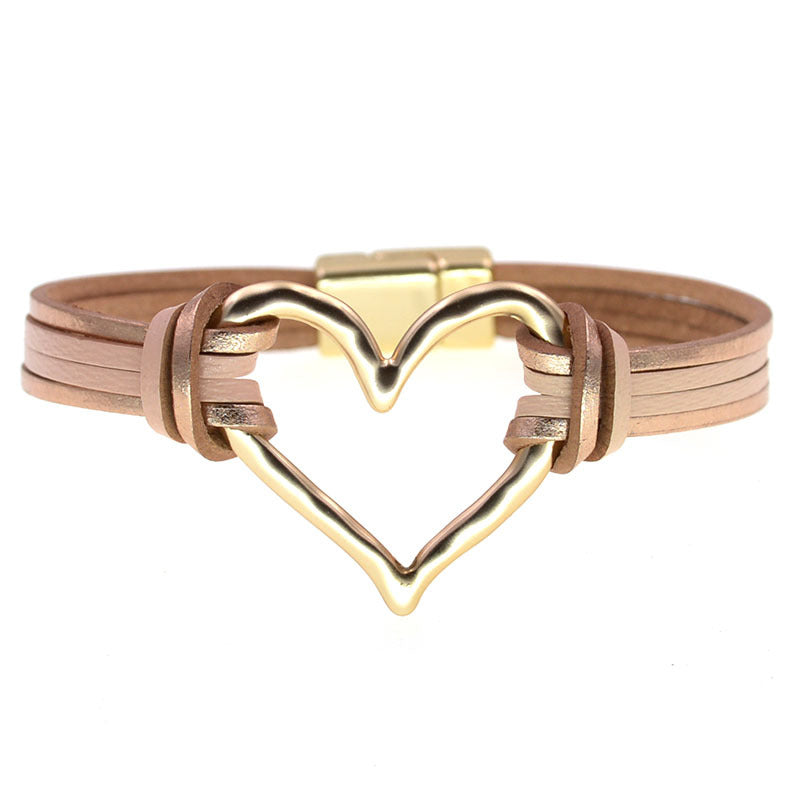 Heart Leatherette Magnetic Bracelet B4250