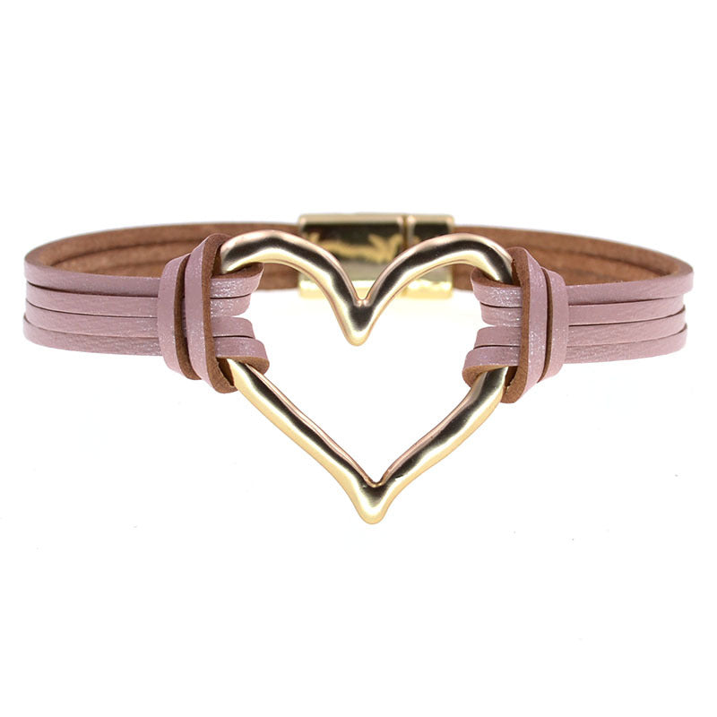Heart Leatherette Magnetic Bracelet B4250