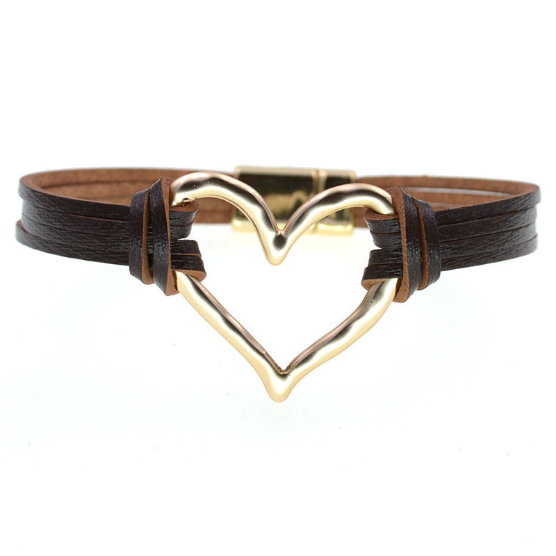 Heart Leatherette Magnetic Bracelet B4250