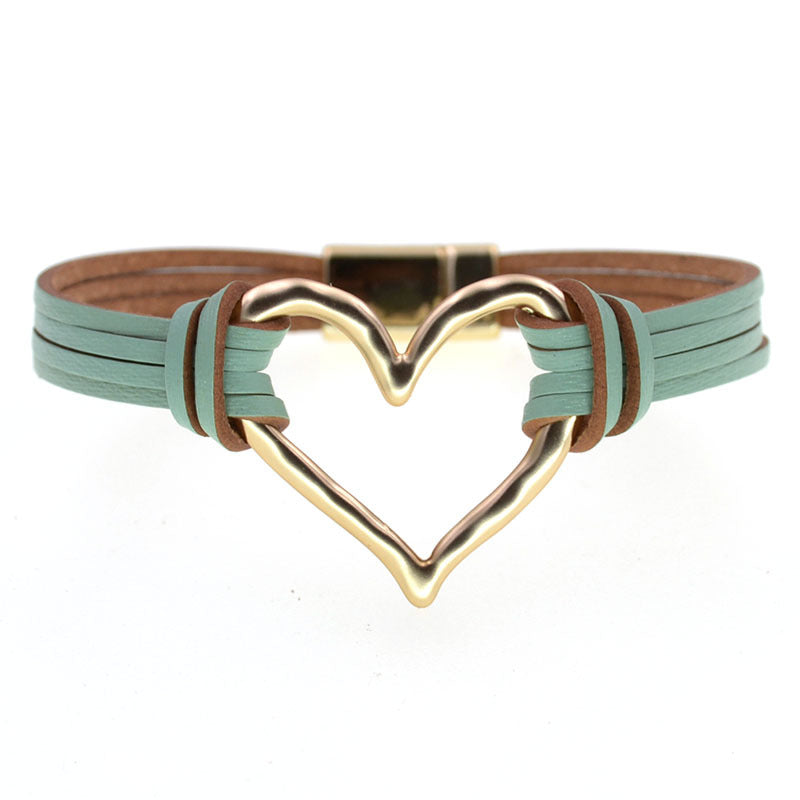 Heart Leatherette Magnetic Bracelet B4250