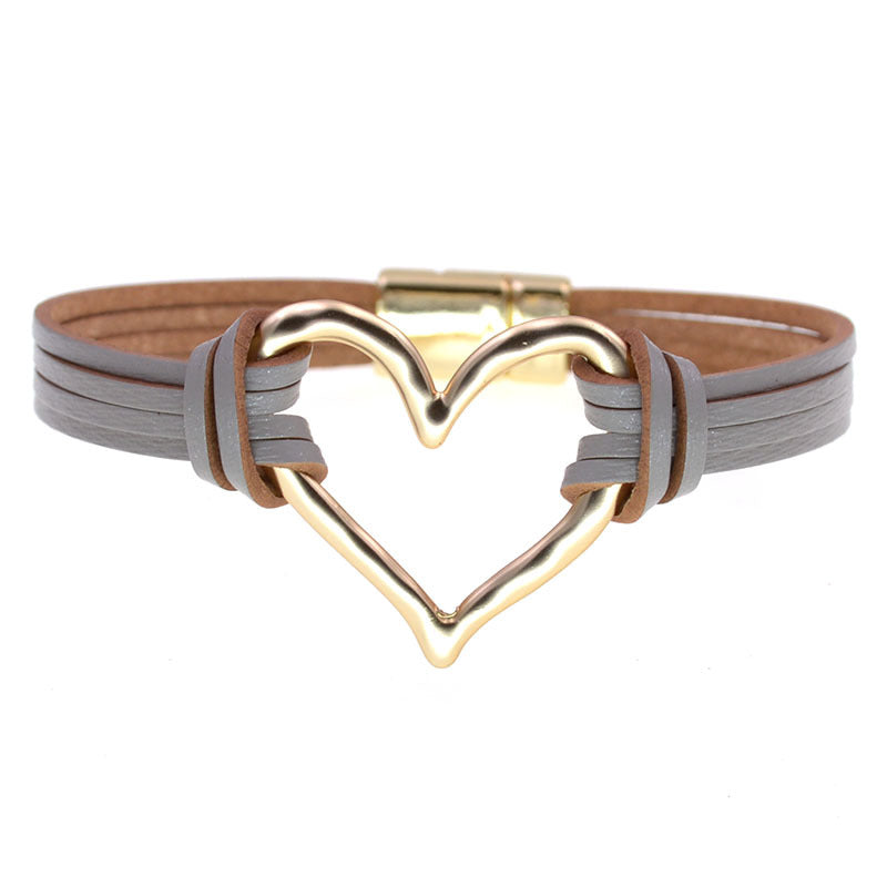 Heart Leatherette Magnetic Bracelet B4250