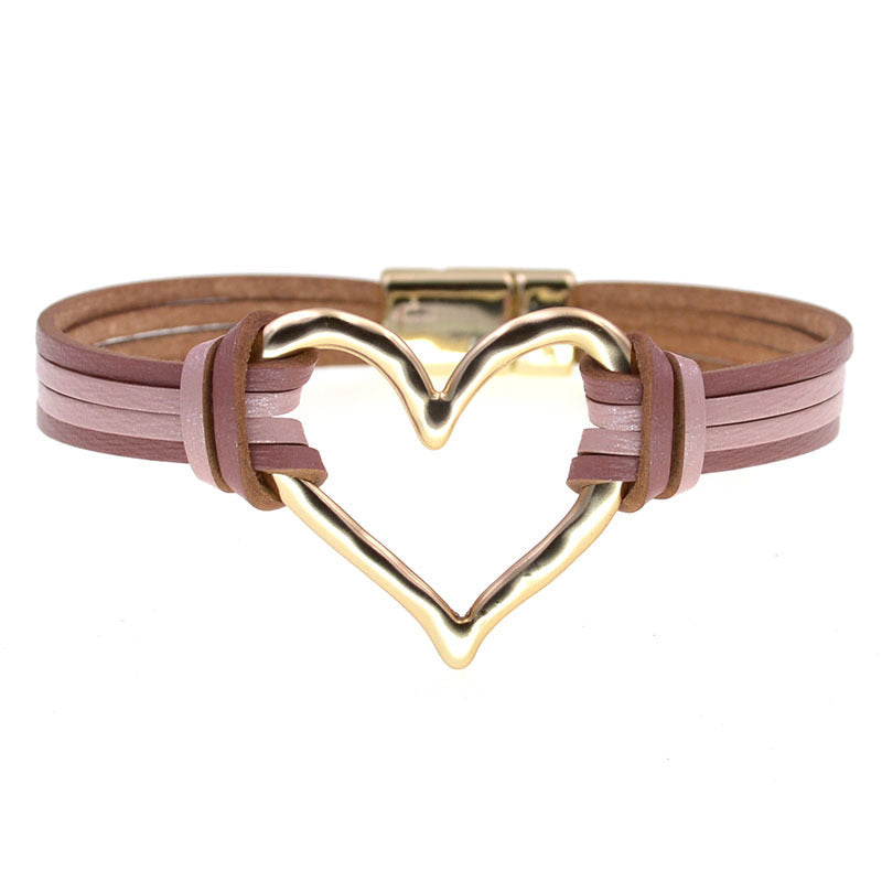 Heart Leatherette Magnetic Bracelet B4250