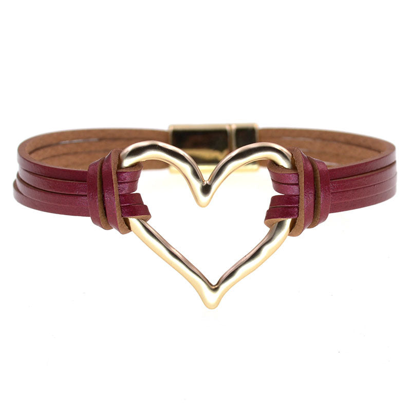 Heart Leatherette Magnetic Bracelet B4250