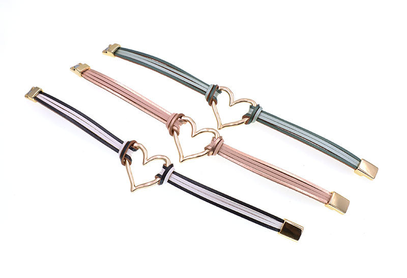 Heart Leatherette Magnetic Bracelet B4250