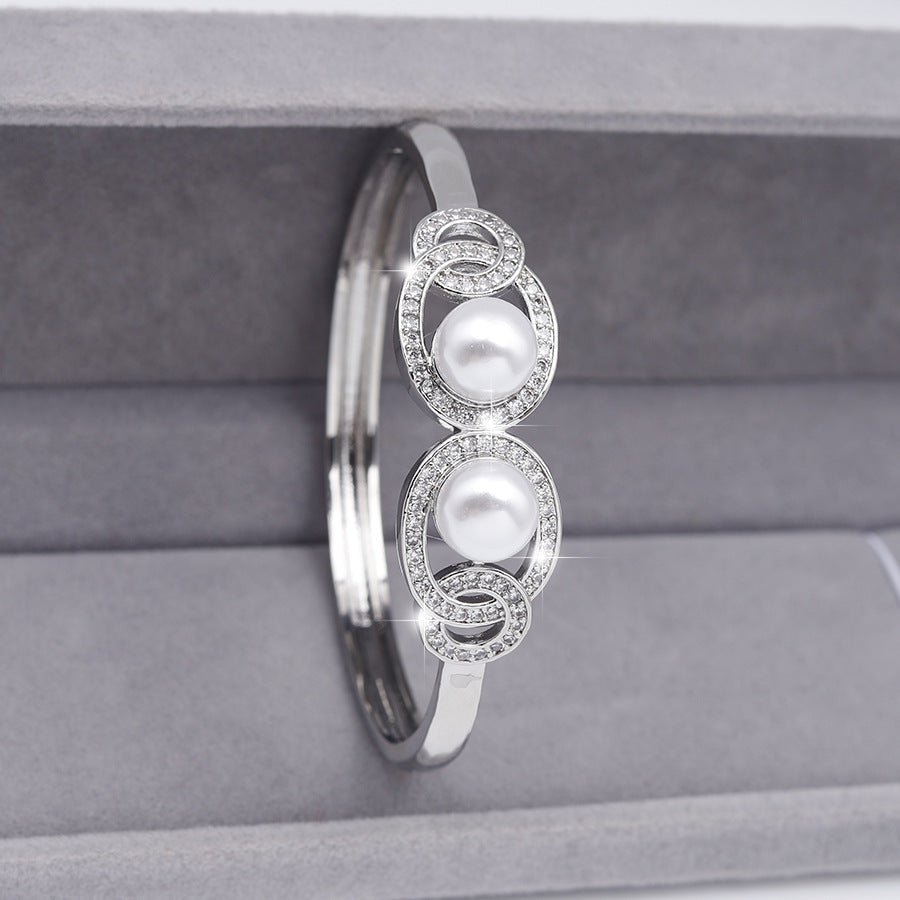 Cubic Zirconia Pearl Bracelet B4277